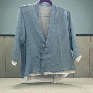 Minibee Chinese Traditional Hanfu Linen Blouse – Size L | NWT